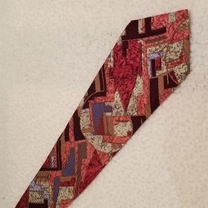 100% Silk Collezione Bellagio Men's Necktie / Orange, Brown, Olive